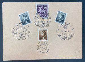 1943 Iglau Bohemia Moravia Germany First Day Cover FDC Multi Cancels