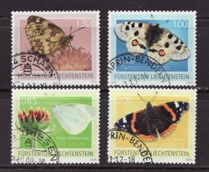 2009 Fürstentum Liechtenstein Sc #1454-57 Θ used Moth - butterfly stamp set