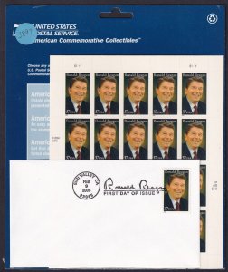 Scottt #3897 Ronald Reagan (California) Sheet of 20 Stamps w/FDC - Sealed Blue