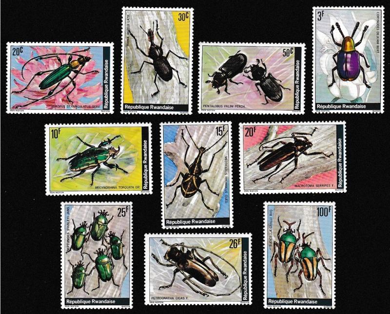 Rwanda Beetles 10v SG#867/76 SC#865-74