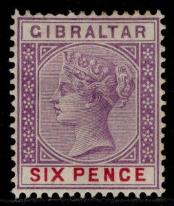 GIBRALTAR QV SG44, 6d violet & red, M MINT. Cat £45.