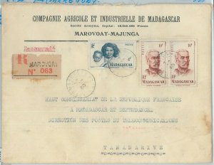 77372 - MADAGASCAR - POSTAL HISTORY - Registered COVER from MAROVOAY 1950-
