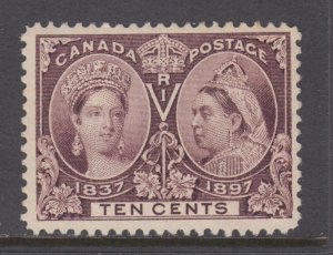 Canada Sc 57 MNH. 1897 10c brown violet Jubilee, light offset on back, F-VF