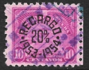 CUBA 1953 10c RECARGO 20% REVENUE GP128 Used