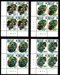 Niue WWF Small Giant Clam 4 Corner Block of 4 2002 MNH SC#769 a-d