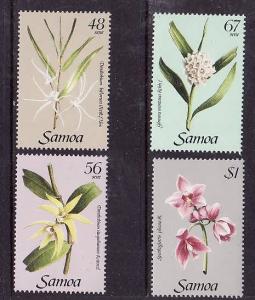 Samoa-Sc#637-40-Unused NH set-Flowers-Orchids-1985-