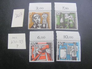 GERMANY 1957 MNH MI.270-273 MARGIN SET XF (263)  MARGIN #s OR CM