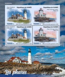 Guinea - 2020 Lighthouses, Highland, West Pierhead - 4 Stamp Sheet - GU200320a