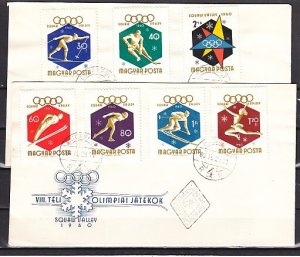 Hungary, Scott cat. 1301-1306, B217. Squaw Valley Olympics. 2 First day covers.^