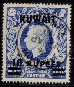 KUWAIT GVI SG73a, 10r on 10s ultramarine, VERY FINE USED. Cat £18. CDS