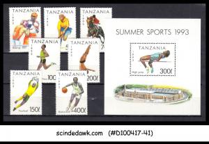 TANZANIA - 1993 SUMMER SPORTS - SET OF 7-STAMPS & 1-MIN/SHT MNH