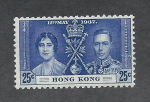 HONG KONG SC# 153 F-VF MNH 1937