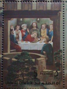 UMM AL QIWAIN -AIRMAIL STAMP THE PASSION OF CHRIST BY HANS MEMLING-MNH SHEET