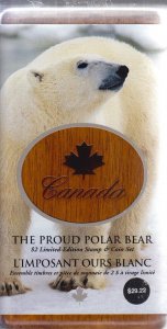 Canada Coin & Stamp Set  Polar Bear 2 Dollars proof Coin & Stamp T 131