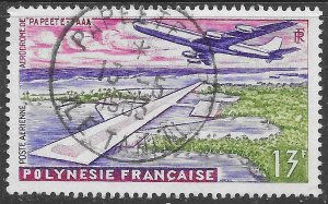 French Polynesia Scott C28 Used 13f Papeete Airport Air Mail issue of 1960