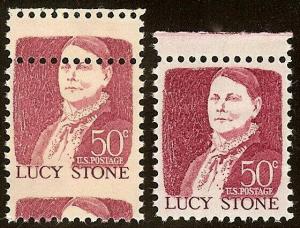 1293 - 50c Huge Gutter Snipe Margin Misperf Error / EFO Lucy Stone Mint NH