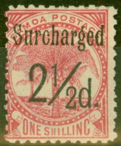 Samoa 1898 2 1/2d on 1s Dull Rose-Carmine SG86 Fine Mtd Mint (7)