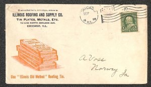 USA 279 STAMP ROOFING & SUPPLY CO TIN CHICAGO ILLINOIS ADVERTISING COVER 1898