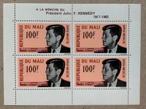 Mali 1964 Kennedy JFK sheetlet of 4, MNH. Scott C24a, CV $7.50