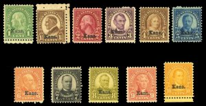 United States, 1910-30 #658-668 Cat$431.50, 1929 Kansas, 1c-10c, complete set...