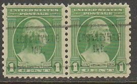 U.S. 705, 1¢ WASHINGTON BICENTENNIAL ISSUE. USED HORIZONTAL PAIR. F. (649)