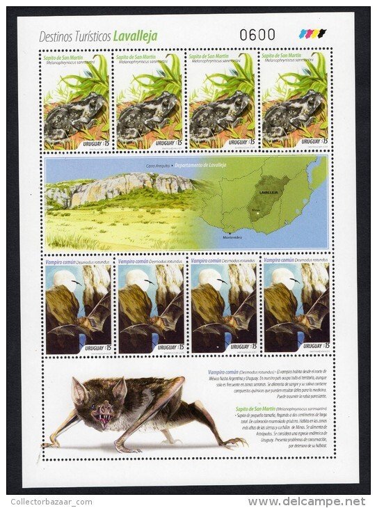 Uruguay 2014 MNH sheet Vampire bat frog  murcielago vampiro rana Vampire chau...