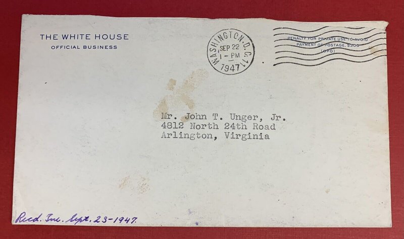 1947 Letter About Autograph of Harry Truman, from M. Connelly, Secretary