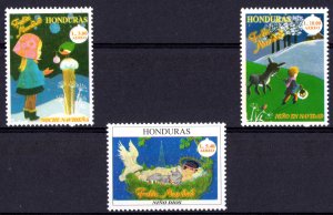 Honduras 1998 Sc#C1039/C1041 CHRISTMAS '98-GIRL AND BIRD-DOVE Set (3) MNH