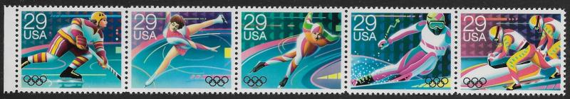 # 2615a - Winter Olympics strip of 5 - MNH