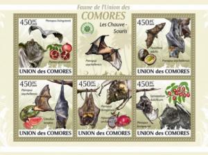 COMORES 2009 SHEET CHAUVE SOURIS FRUITS BATS MORCEGOS WILDLIFE cm9404a