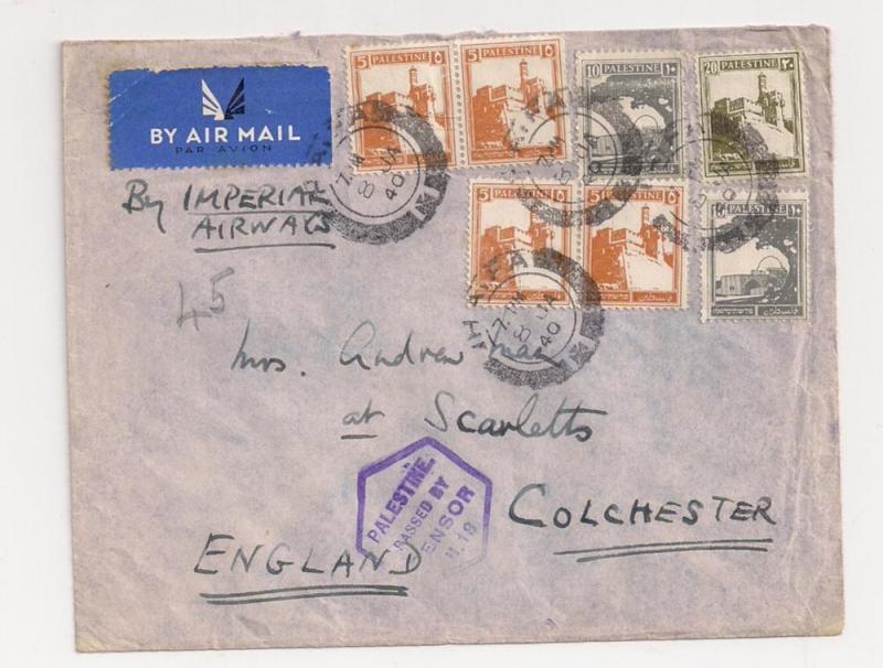 PALESTINE MANDATE: Great 1940 Airmail Cover to ENGLAND #77