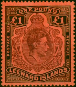 Leeward Islands 1942 £1 Purple & Black-Carmine SG114a Fine MM