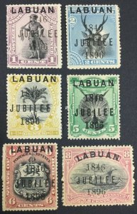 MOMEN: LABUAN SG #83-88 1896 MINT OG H £275 LOT #64775