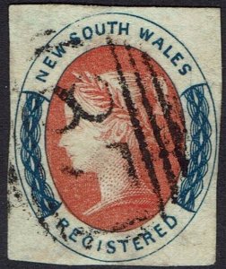 NEW SOUTH WALES 1856 QV REGISTERED (6D) IMPERF NO WMK USED