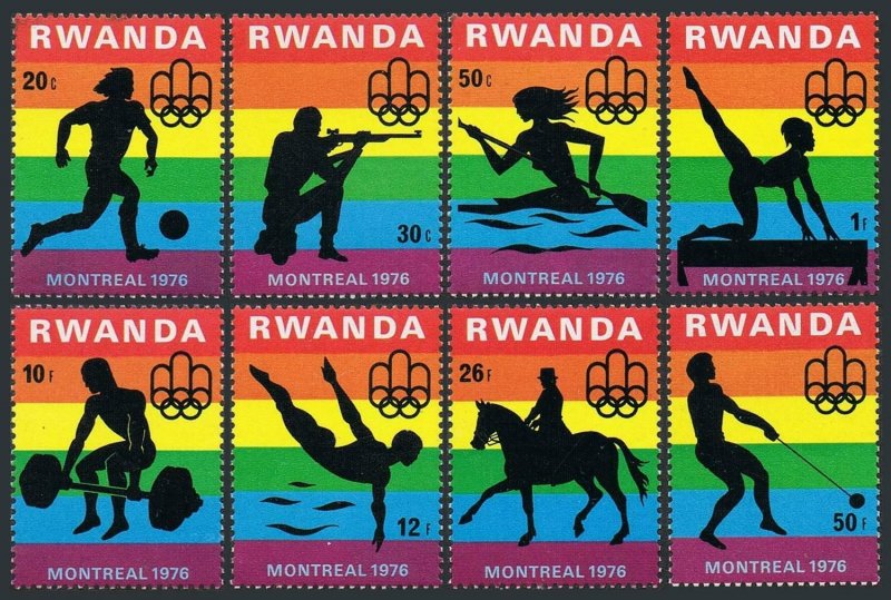 Rwanda 762-769,MNH.Michel 823-830. Olympics Montreal-1976. Soccer, Shooting,