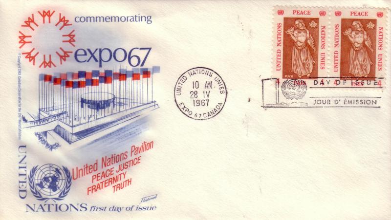 United Nations FDC Sc.# 170 Expo '67 Flags x2 L167