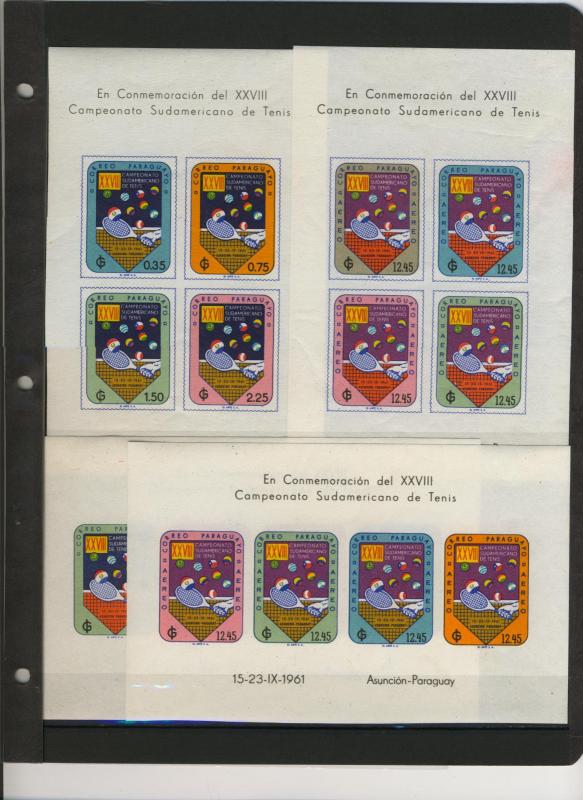 Paraguay 609a-b,C303a-b MNH Sports, Tennis, Flag Colors