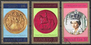 Bermuda 25th Anniversary of QEII Coronation set of 1978, Scott 360-362 Used