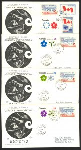 Canada Sc# 508-511 (Rose Craft) FDC set/4 (a) (singles) 1970 3.18 Expo '70