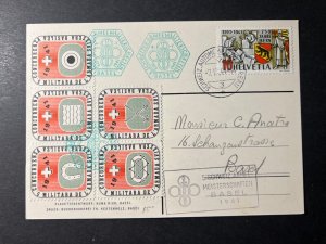 1941 Switzerland Postcard Cover Basel Local Use Military Army