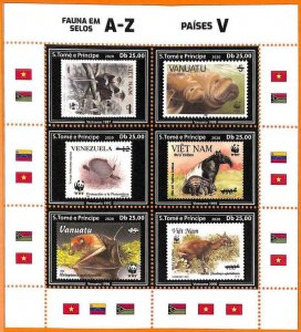 A6636 - SAO TOME & PRINCE, Error, 2020, MISSPERF MINIATURE S: WWF, Fauna,...-