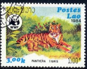 Wild Cat, Tiger, Laos stamp SC#519 used