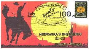 21-216, 2021, Nebraska’s Big Rodeo, Event Cover, Pictorial Postmark, Burwell NE