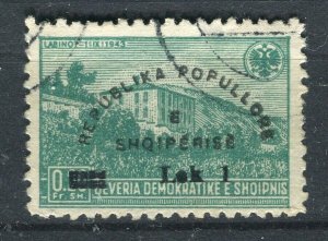 ALBANIA; 1946 Republic Declaration surcharged issue used 1L. value