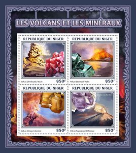 Volcanoes & Minerals Stamps Niger 2016 MNH Dioptase Rhodonite Fluorite 4v M/S