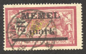 Memel Scott 28 UH - 1920 French 2m on 1fr Surcharge - SCV $3.50