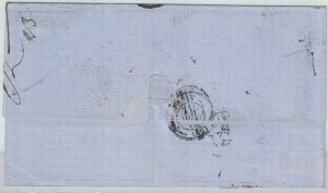 US Scott #75 and #68 5c Red Brown and 10c Green on 1862 cover to France from NY