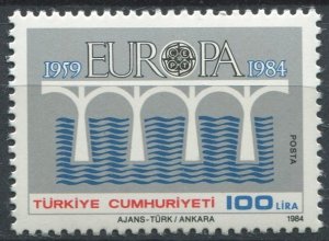 Turkey Sc#2276 MNH, 100L gray & multi, Europa (C.E.P.T.) 1984 - Bridge-25th A...