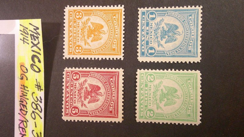 Mexico 1914 Classic Scott# 386-393 Unused OG Hinged/Rems CPL set of 8