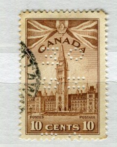 CANADA; 1942-48 early GVI issue OFFICIAL PERFIN issue fine used 10c. value